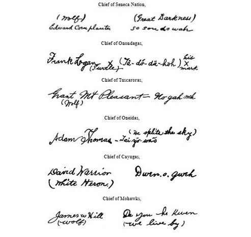 This document lists all 6 chiefs and their signatures. 