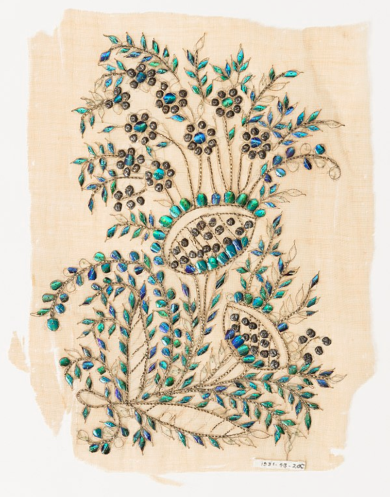 Fragment of embroidered fabric, 19thC India