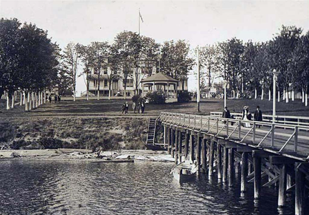 Tulalip Indian School and Bandstand, 1910 photo.