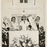 Rabbi Kling , Shochet Naftali Kagan, and unknown man
